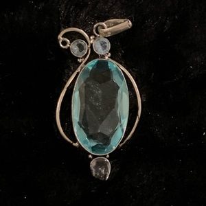 Blue Topaz silver plated pendant